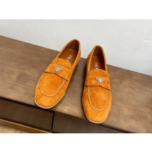 Prada women's suede leather  Loafers in cognac 2024