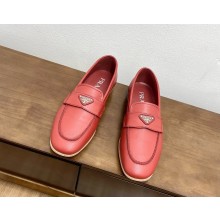 Prada women's calfskin  Loafers in red 2024