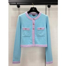 CHANEL Cashmere Light Pink & Light Green cardigan 2024 SS 