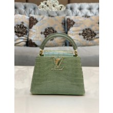 louis vuitton mini CAPUCINES bag in crocodile niloticus green with gold hardware