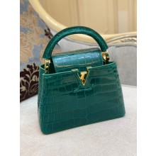 louis vuitton mini CAPUCINES bag jade green in alligator leather with gold hardware