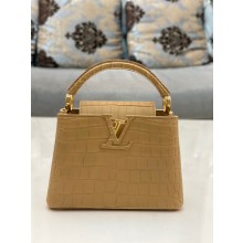 louis vuitton mini CAPUCINES bag in matt alligator leather beige with gold hardware