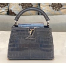 louis vuitton mini CAPUCINES bag dark gray in porosus leather with silver hardware