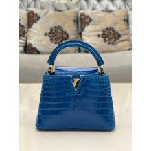 louis vuitton mini CAPUCINES bag in crocodile niloticus bright blue with gold hardware