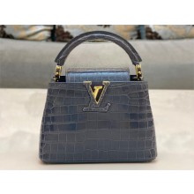louis vuitton mini CAPUCINES bag dark gray in porosus leather with gold hardware
