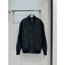 dior Black Matte Cloqué-Effect Technical Fabric Bomber Jacket 2023