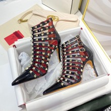 valentino 6.5CM ROCKSTUD ALCOVE PATENT-LEATHER sandals BLACK 2021