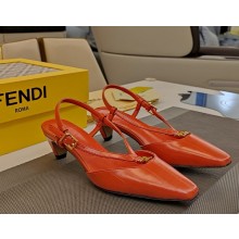 Fendi FFold orange eel leather low-heeled slingbacks 1113-2024