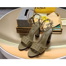 Fendi Delfina round-toe sandal buckle-fastening ankle strap green heel 10cm 1113-2024