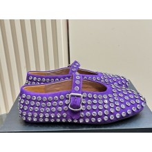 Alaia STRASS SUEDE BALLET FLATS purple 1113-2024