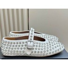 Alaia STRASS SUEDE BALLET FLATS white 1113-2024