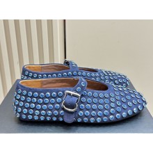 Alaia STRASS SUEDE BALLET FLATS blue 1113-2024