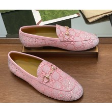 Gucci Women's Jordaan loafer Monogram GG canvas pink 1114-2024