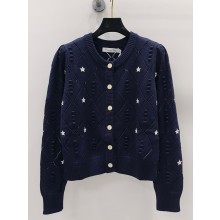 Dior Knitted Embroidered Sweater with star pattern blue 1101-2024