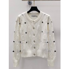 Dior Knitted Embroidered Sweater with star pattern white 1101-2024