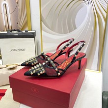 valentino 7CM ROCKSTUD ALCOVE PATENT-LEATHER SLINGBACK PUMP BLACK 2021