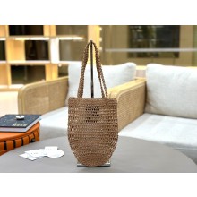 CHLOE Summer Banana Small raffia tote bag NUDE PINK 2025