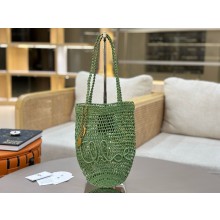 CHLOE Summer Banana Small raffia tote bag GREEN 2025