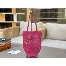 CHLOE Summer Banana Small raffia tote bag fuchsia 2025