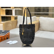 CHLOE Summer Banana Small raffia tote bag black 2025