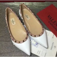 Valentino sheepskin rockstud ballet flats white