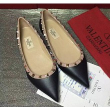 Valentino sheepskin rockstud ballet flats black