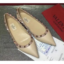 Valentino sheepskin rockstud ballet flats nude