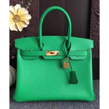 Hermes Birkin 30/35 Bag In Original Epsom Leather With Gold/Silver Hardware Green