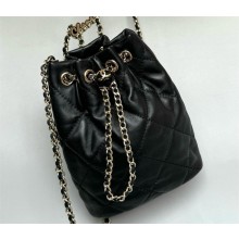 CHANEL Shiny Lambskin & Gold-Tone Metal Backpack AS4810 black 2024