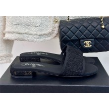 CHANEL heel 1.5cm lace mules black 2024