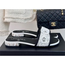 CHANEL heel 1.5cm lace mules WHITE 2024