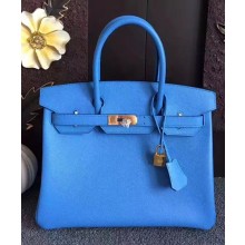 Hermes Birkin 30/35 Bag In Original Epsom Leather With Gold/Silver Hardware Blue