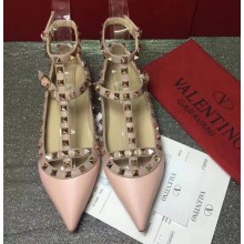 VALENTINO SHEEPSKIN CAGE ROCKSTUD BALLET FLAT Pink