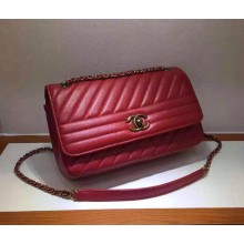 Chanel large flap bag in red goatskin A93229