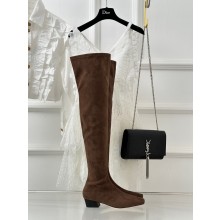 BY FAR Colette 40mm thigh-high boots in suede leather brown 2023