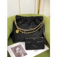 CHANEL Black Velvet, Sequins & Gold-Tone Metal 22 HANDBAG AS3261 2022