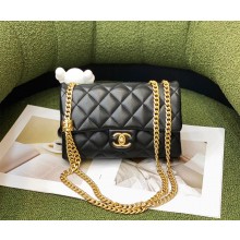 chanel Lambskin & Gold-Tone Metal Small Flap Bag AS3393 black 2022