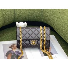 chanel Lambskin & Gold-Tone Metal Small Flap Bag AS3393 coffee 2022