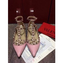 VALENTINO PATENT CAGE ROCKSTUD BALLET FLAT Pink