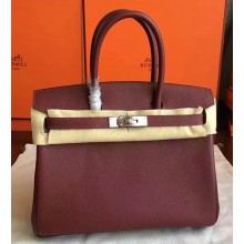 Hermes Birkin 30/35 Bag In Original Epsom Leather With Gold/Silver Hardware Burgundy