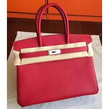 Hermes Birkin 30/35 Bag In Original Epsom Leather With Gold/Silver Hardware Red
