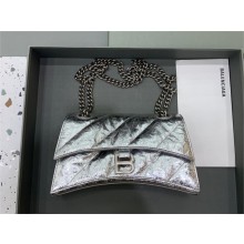 balenciaga Women's Crush small Chain Bag Quilted in silver 2023