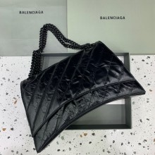 balenciaga Women's Crush Large Chain Bag Quilted in Black 2023