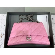 balenciaga Women's Crush Medium Chain Bag Quilted in pink 2023