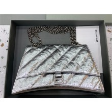 balenciaga Women's Crush Medium Chain Bag Quilted in silver 2023