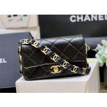 Chanel Lambskin & Gold-Tone Metal Small Flap Bag AS5174 Black 2024(original quality)