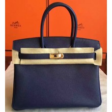 Hermes Birkin 30/35 Bag In Original Epsom Leather With Gold/Silver Hardware Sapphire