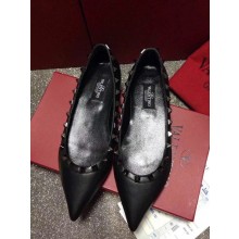 Valentino sheepskin noir rockstud ballet flats Black