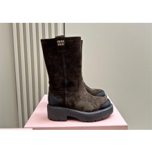 Miu Miu Suede boots 5U270E dark brown 2024