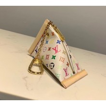 louis vuitton white monogram triangle pouch bag charm and key holder